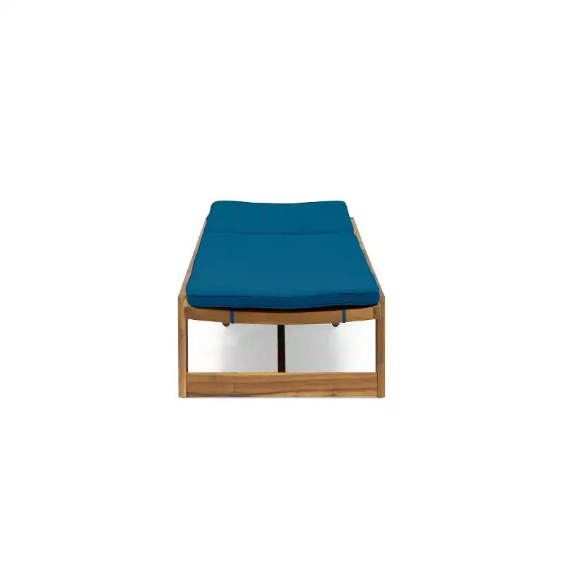 Set da 3 chaise longue da esterno Kyoto in legno di acacia con cuscini - Teak/Blu - Christopher Knight Home: Seduta senza braccioli da patio e tavolino d'appoggio
