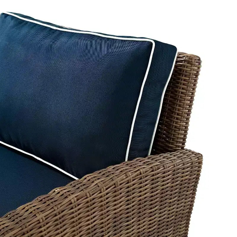 Bradenton Set da 3 Pezzi da Esterno in Vimini con Due Sedie e Tavolino Blu Navy - Crosley