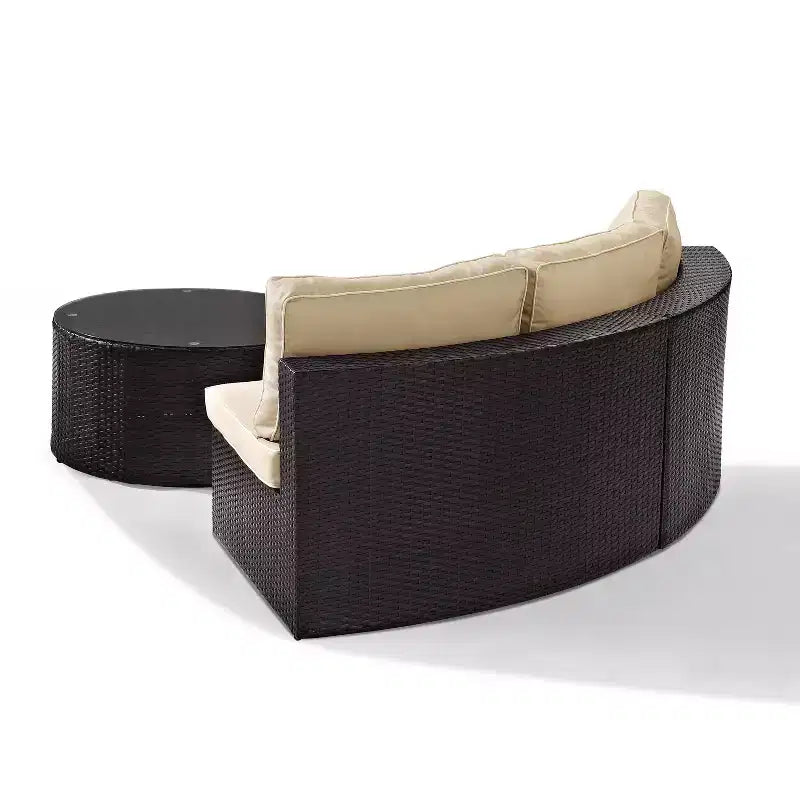 Set Sezionale da Esterno Catalina 2 pz in Vimini: Divano Moderno da Patio e Tavolino da Caffè, Resistente ai Raggi UV, Intrecciato a Mano, Struttura in Acciaio