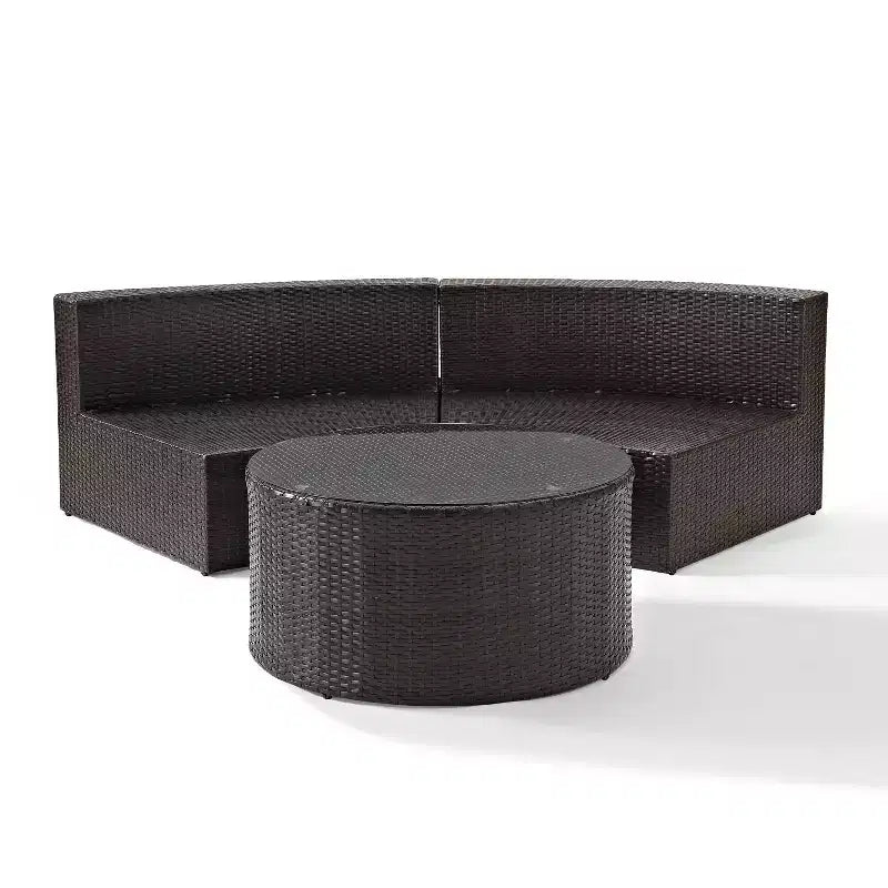 Set Sezionale da Esterno Catalina 2 pz in Vimini: Divano Moderno da Patio e Tavolino da Caffè, Resistente ai Raggi UV, Intrecciato a Mano, Struttura in Acciaio