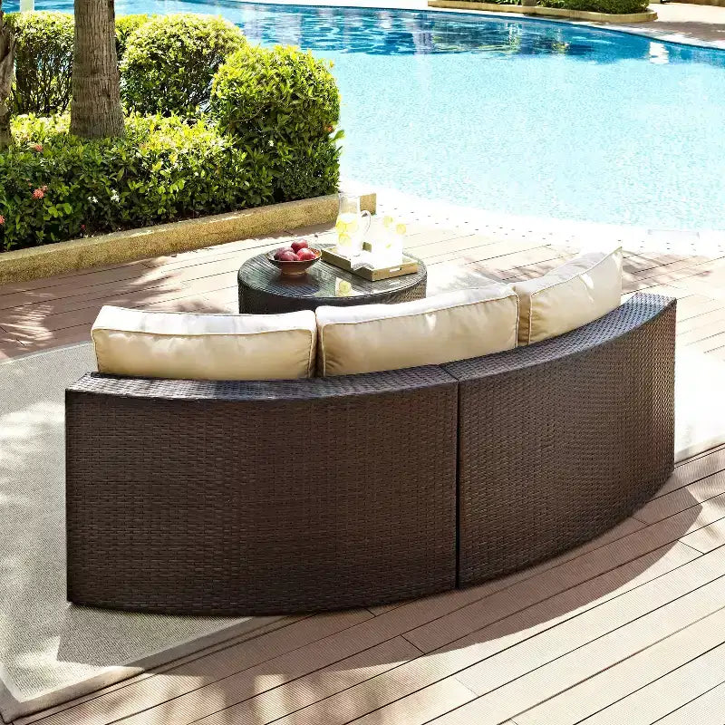 Set Sezionale da Esterno Catalina 2 pz in Vimini: Divano Moderno da Patio e Tavolino da Caffè, Resistente ai Raggi UV, Intrecciato a Mano, Struttura in Acciaio
