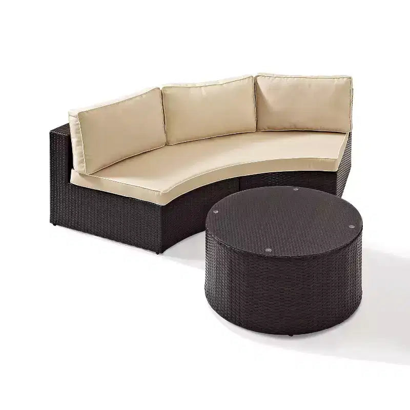 Set Sezionale da Esterno Catalina 2 pz in Vimini: Divano Moderno da Patio e Tavolino da Caffè, Resistente ai Raggi UV, Intrecciato a Mano, Struttura in Acciaio