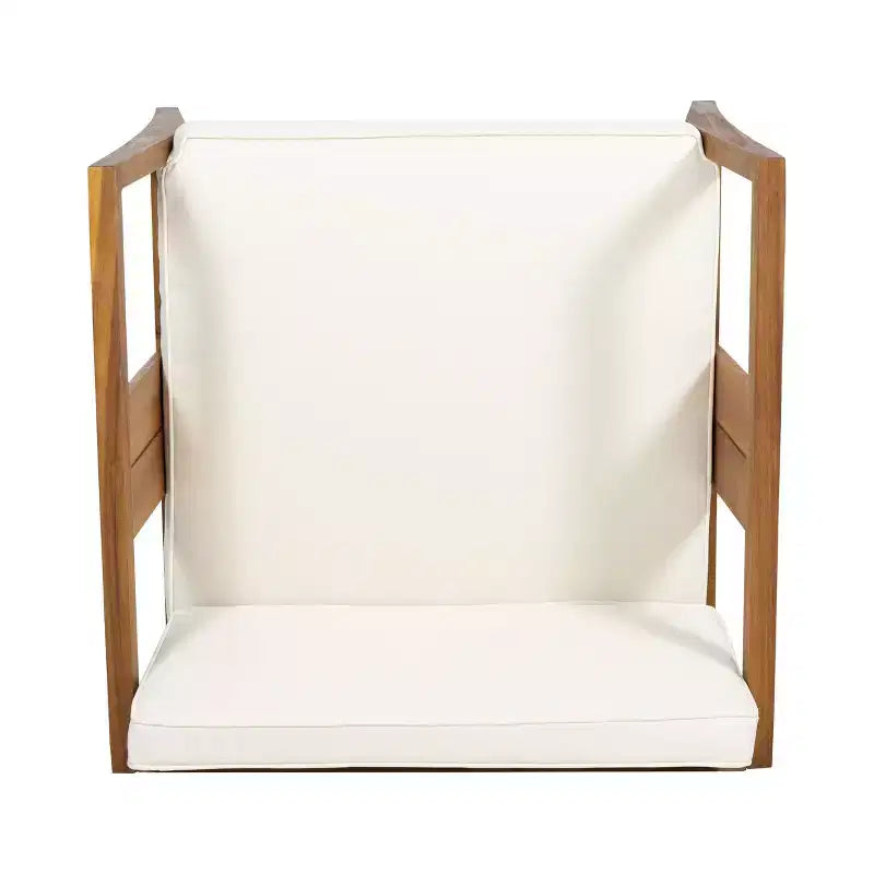 Nicholson Outdoor Salotto da 4 Posti in Legno di Acacia - Teak/Beige - Christopher Knight Home: Set da Conversazione per Patio con Cuscini e Tavolino