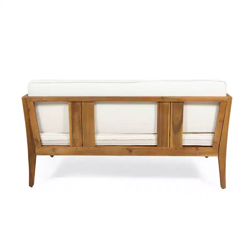 Nicholson Outdoor Salotto da 4 Posti in Legno di Acacia - Teak/Beige - Christopher Knight Home: Set da Conversazione per Patio con Cuscini e Tavolino