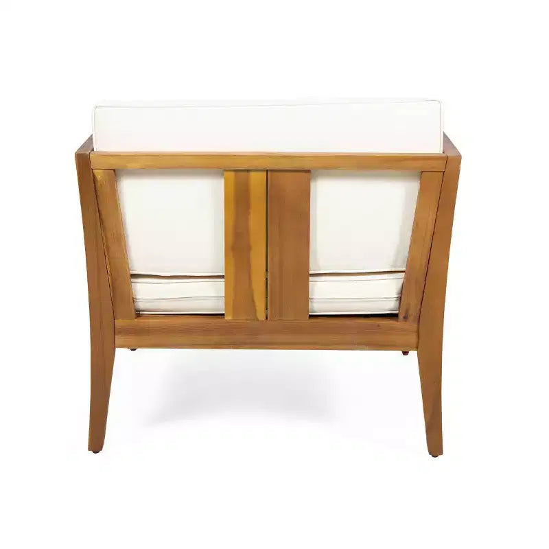 Nicholson Outdoor Salotto da 4 Posti in Legno di Acacia - Teak/Beige - Christopher Knight Home: Set da Conversazione per Patio con Cuscini e Tavolino