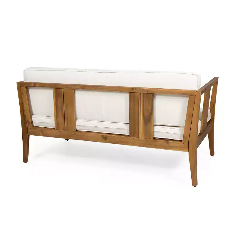 Nicholson Outdoor Salotto da 4 Posti in Legno di Acacia - Teak/Beige - Christopher Knight Home: Set da Conversazione per Patio con Cuscini e Tavolino