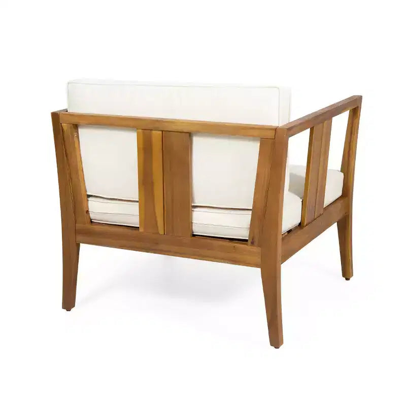 Nicholson Outdoor Salotto da 4 Posti in Legno di Acacia - Teak/Beige - Christopher Knight Home: Set da Conversazione per Patio con Cuscini e Tavolino