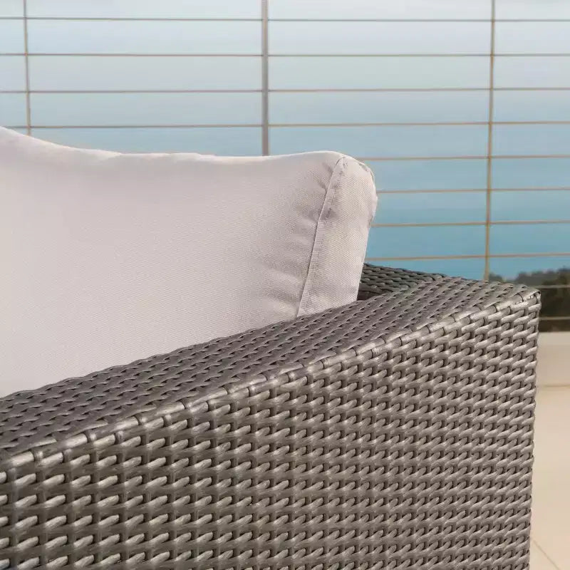 Set da conversazione in vimini Santa Rosa 7 pezzi - Grigio/Argento - Christopher Knight Home
