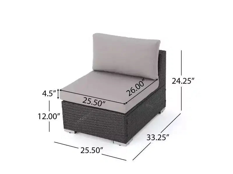 Set da conversazione in vimini Santa Rosa 7 pezzi - Grigio/Argento - Christopher Knight Home