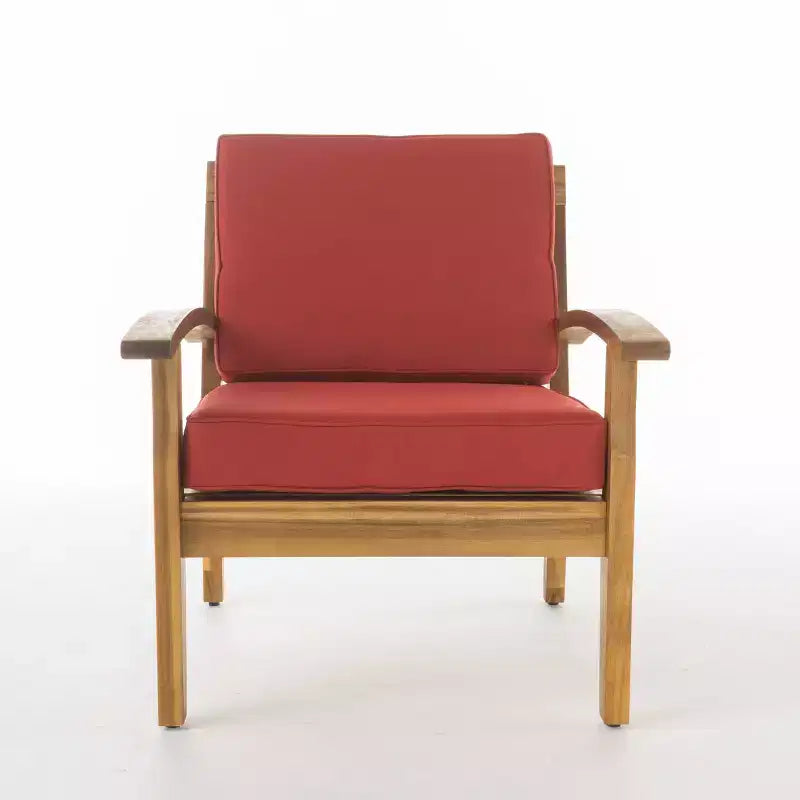 Set conversazione Peyton a 4 pezzi in acacia - Teak/Rosso - Christopher Knight Home