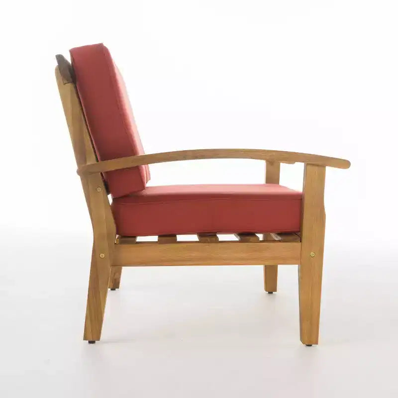 Set conversazione Peyton a 4 pezzi in acacia - Teak/Rosso - Christopher Knight Home