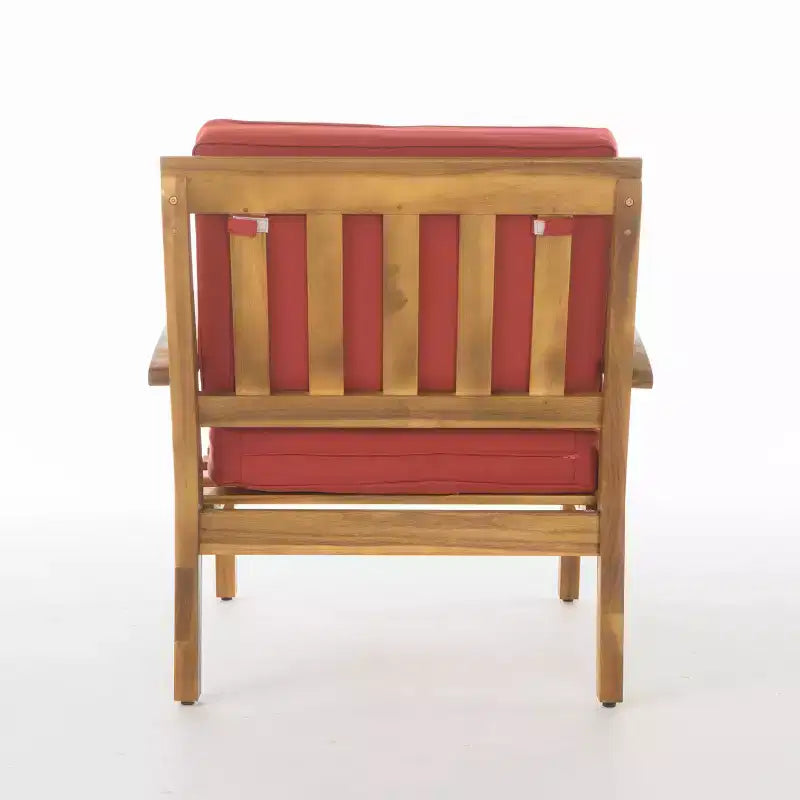 Set conversazione Peyton a 4 pezzi in acacia - Teak/Rosso - Christopher Knight Home