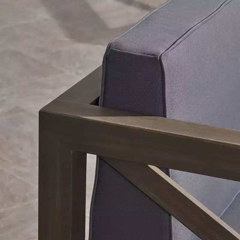 Set Divano e Poltrona Club Brava 9 pz in Legno di Acacia - Grigio/Grigio Scuro - Christopher Knight Home