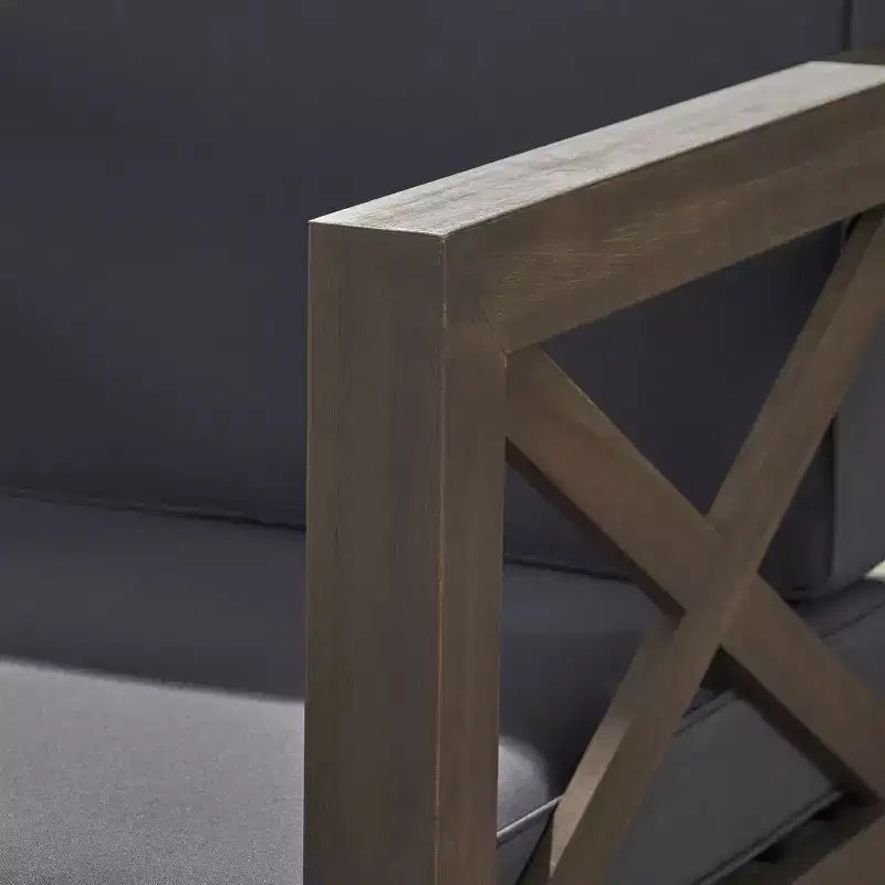 Set Divano e Poltrona Club Brava 9 pz in Legno di Acacia - Grigio/Grigio Scuro - Christopher Knight Home