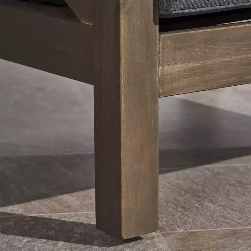 Set Divano e Poltrona Club Brava 9 pz in Legno di Acacia - Grigio/Grigio Scuro - Christopher Knight Home