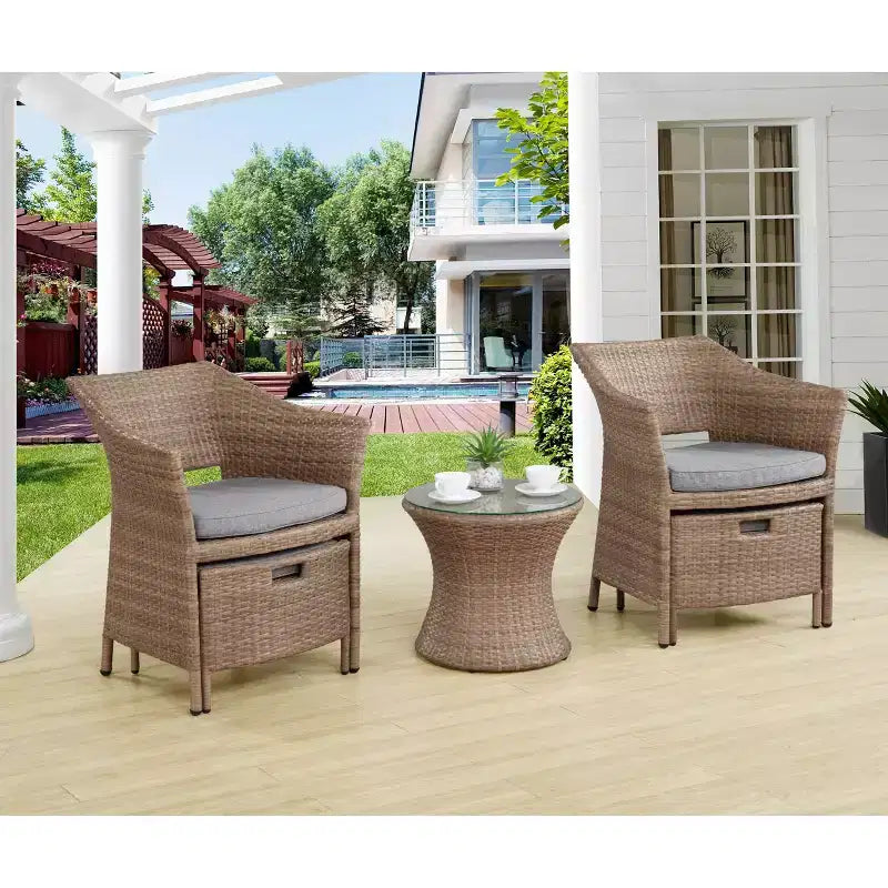Set da conversazione 5 pezzi Kokoli - Marrone - Alaterre Furniture: Mobili da esterno per patio con cuscini, nessun assemblaggio richiesto