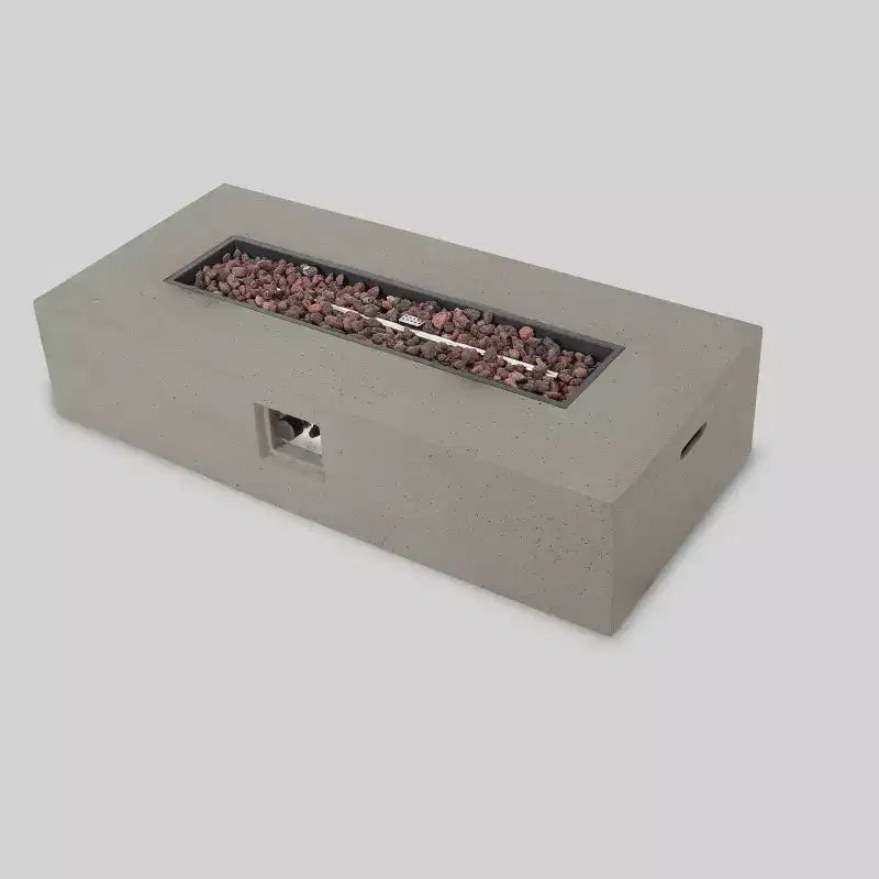 Cape Coral Set tavolo da fuoco da 3 pezzi in alluminio e MGO rettangolare - Grigio chiaro - Christopher Knight Home