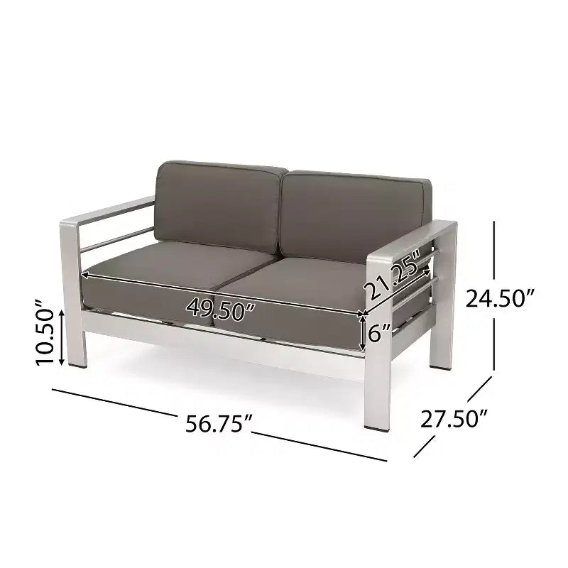 Cape Coral Set tavolo da fuoco da 3 pezzi in alluminio e MGO rettangolare - Grigio chiaro - Christopher Knight Home