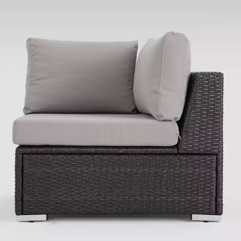 Set da 9 Pezzi da Salotto Sezionale in Vimini Santa Rosa - Grigio/Argento - Christopher Knight Home