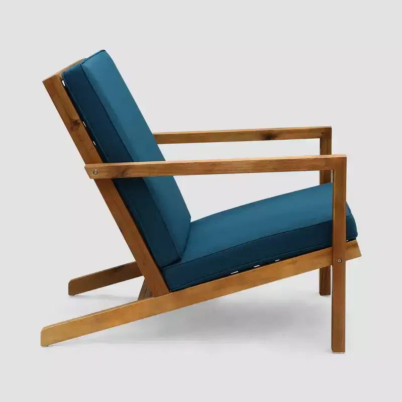 Set da conversazione Leah 3 pezzi in legno di acacia: Sedie da esterno con cuscini - Christopher Knight Home