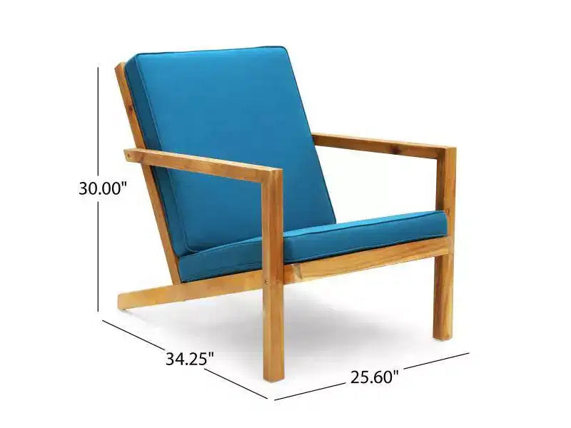 Set da conversazione Leah 3 pezzi in legno di acacia: Sedie da esterno con cuscini - Christopher Knight Home