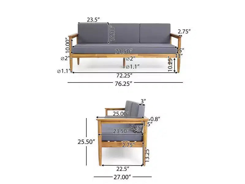 Set da conversazione da 5 pezzi in legno di acacia Magnolia - Teak/Grigio Scuro - Christopher Knight Home: Moderno Set da conversazione resistente all'acqua