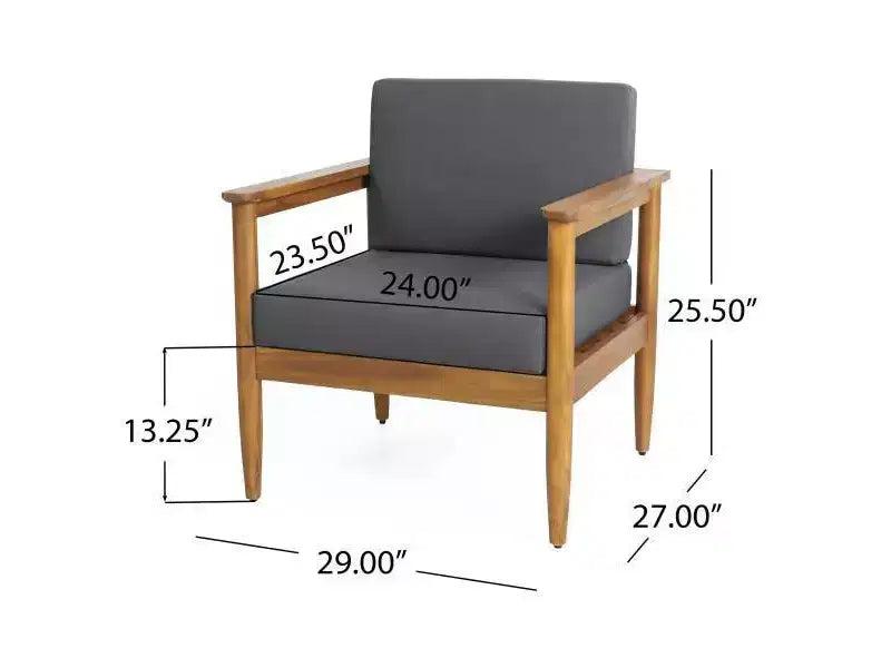 Set da conversazione da 5 pezzi in legno di acacia Magnolia - Teak/Grigio Scuro - Christopher Knight Home: Moderno Set da conversazione resistente all'acqua