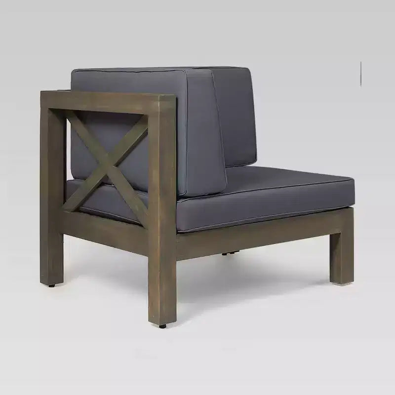 Divano e tavolo modulari Brava 4 pz in acacia: resistenti alle intemperie, con schienale a croce - Christopher Knight Home