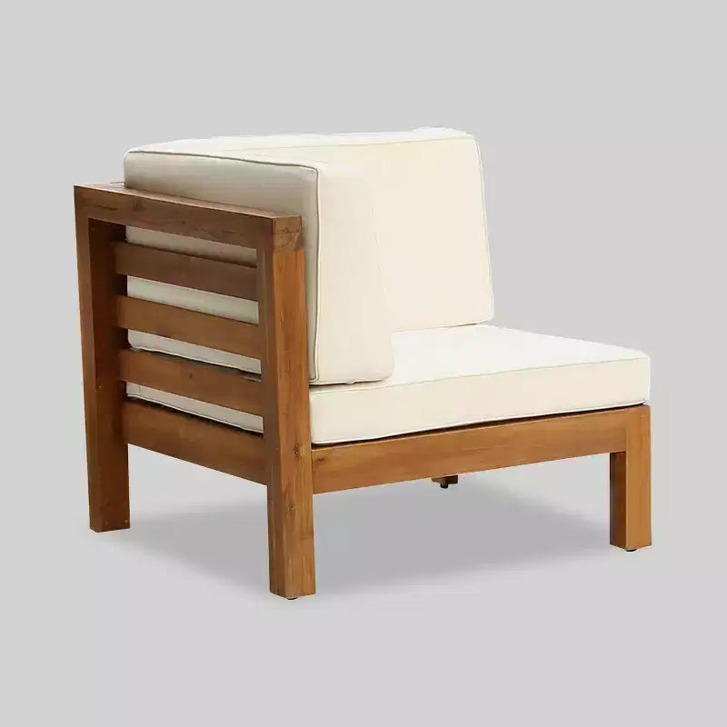 Set Divano Sezionale a U Oana 12 pz in Acacia con Focolare - Teak/Beige e Grigio Chiaro - Christopher Knight Home