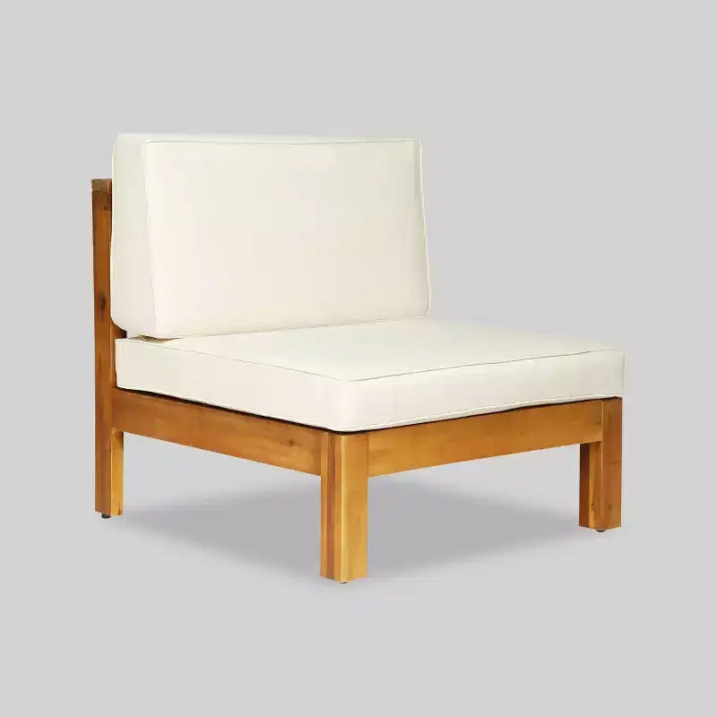 Set Divano Sezionale a U Oana 12 pz in Acacia con Focolare - Teak/Beige e Grigio Chiaro - Christopher Knight Home