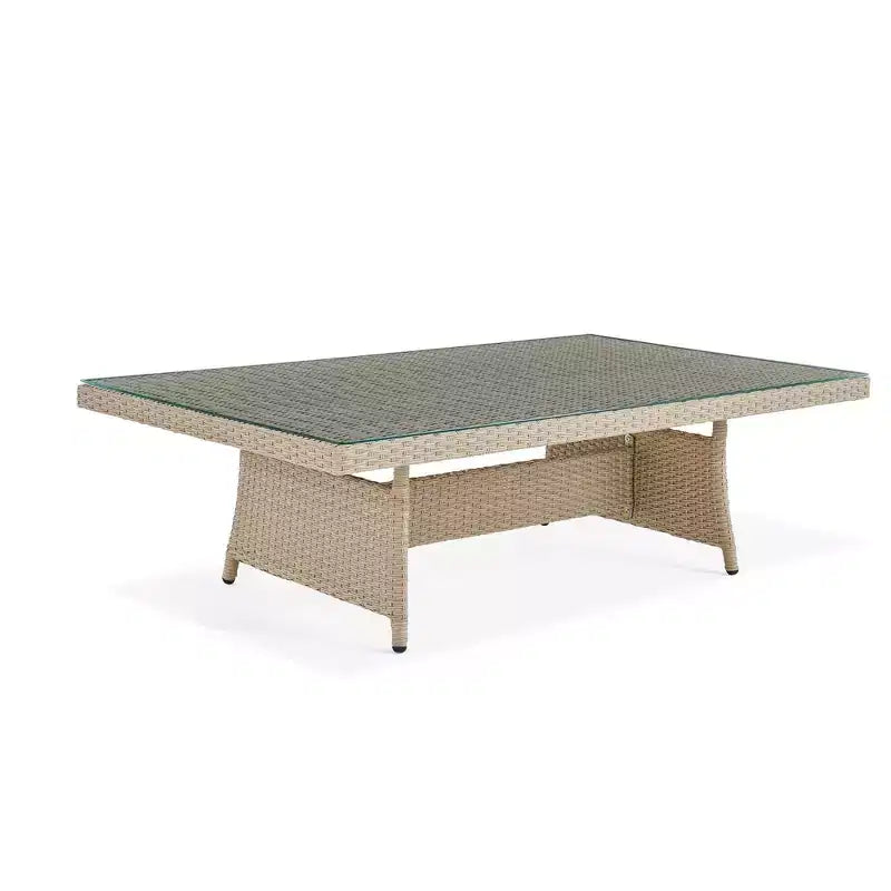 Canaan Set Divano Angolare da Esterno in Vimini 2 Pezzi Crema - Alaterre Furniture: Resistente alle Intemperie con Tavolino da Caffè