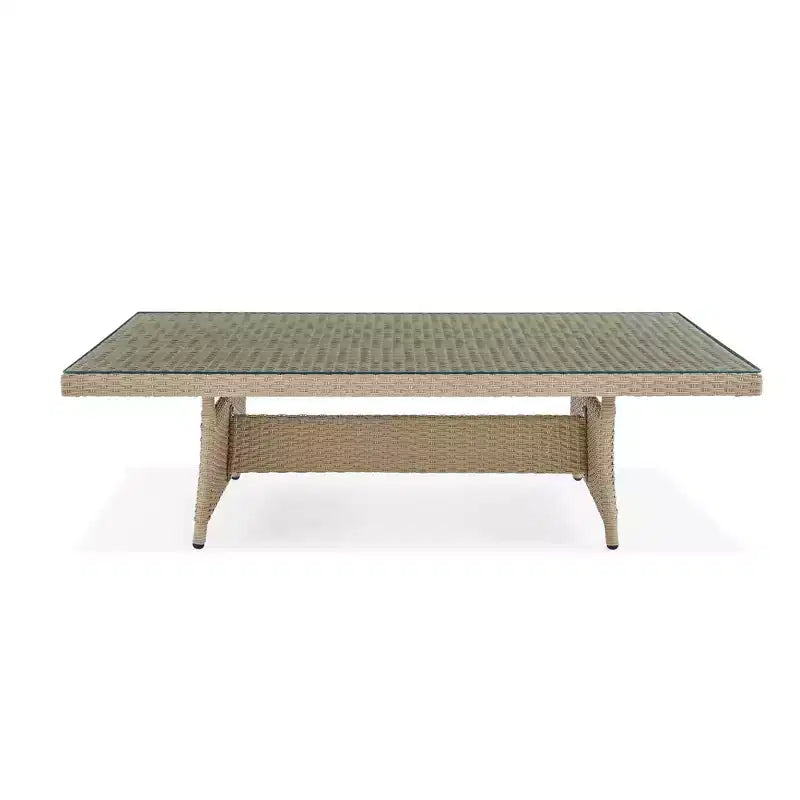 Canaan Set Divano Angolare da Esterno in Vimini 2 Pezzi Crema - Alaterre Furniture: Resistente alle Intemperie con Tavolino da Caffè