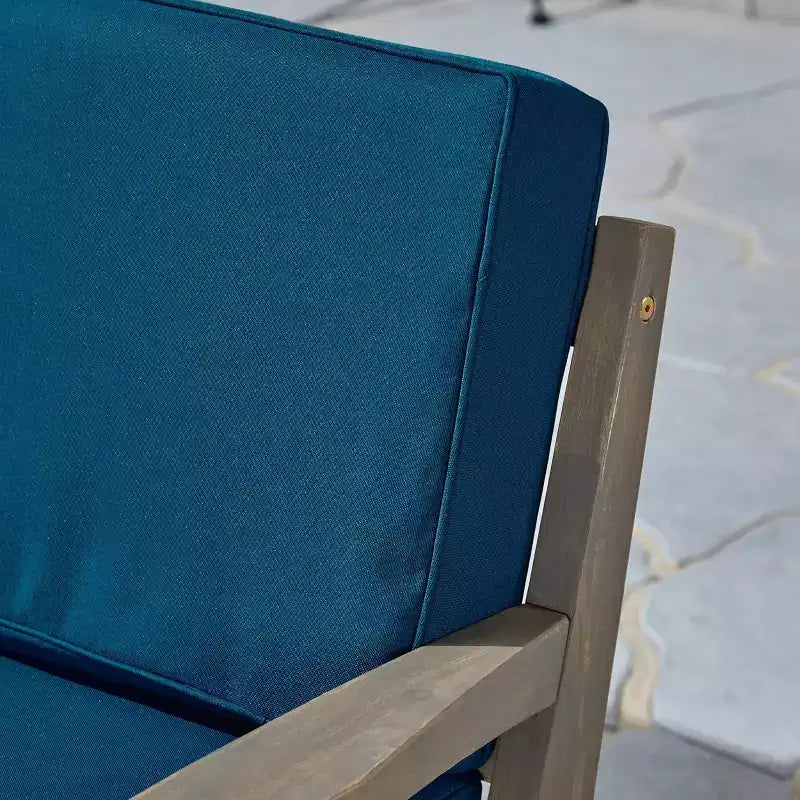Set da conversazione per patio in legno di acacia 2 pz Grenada Grigio: resistente alle intemperie con cuscini - Christopher Knight Home