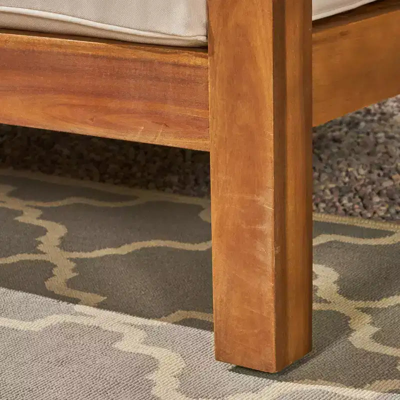 Oana Set Divano Sezionale a 5 Pezzi in Legno di Acacia a V Teak/Beige - Christopher Knight Home: Resistente alle Intemperie, Design Contemporaneo