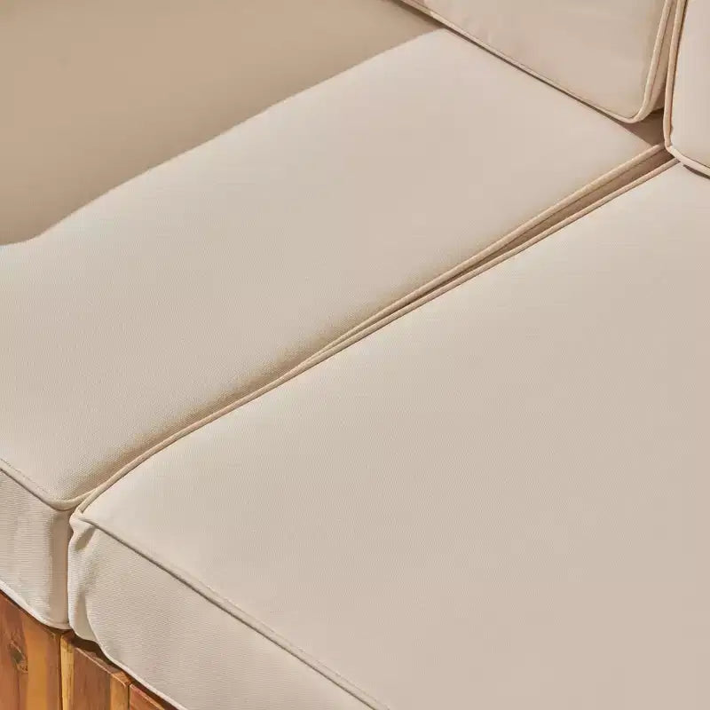 Oana Set Divano Sezionale a 5 Pezzi in Legno di Acacia a V Teak/Beige - Christopher Knight Home: Resistente alle Intemperie, Design Contemporaneo