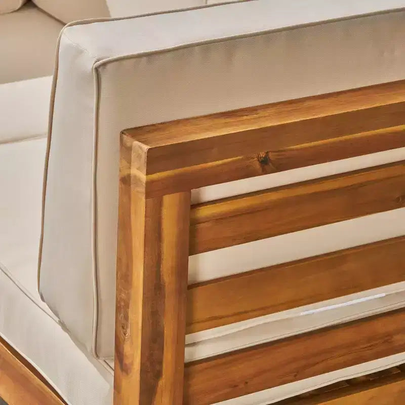 Oana Set Divano Sezionale a 5 Pezzi in Legno di Acacia a V Teak/Beige - Christopher Knight Home: Resistente alle Intemperie, Design Contemporaneo