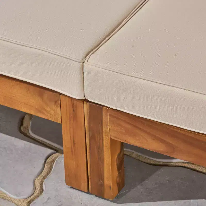 Divano Sezionale a U 10 Pezzi Oana in Legno di Acacia con Set Focolare - Teak/Beige - Christopher Knight Home: Seduta Modulare da Esterno