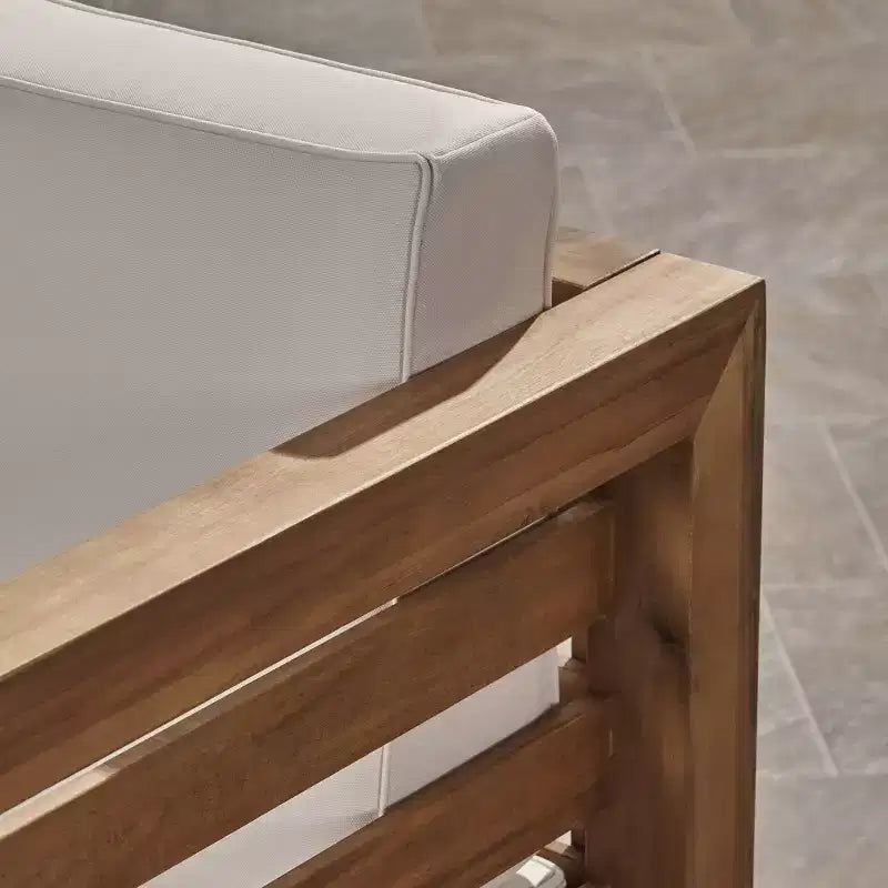 Oana Set Divano e Poltrona Club 9 pz in Legno di Acacia Teak/Beige - Christopher Knight Home: Sezionale Modulare da Esterno, Resistente alle Intemperie