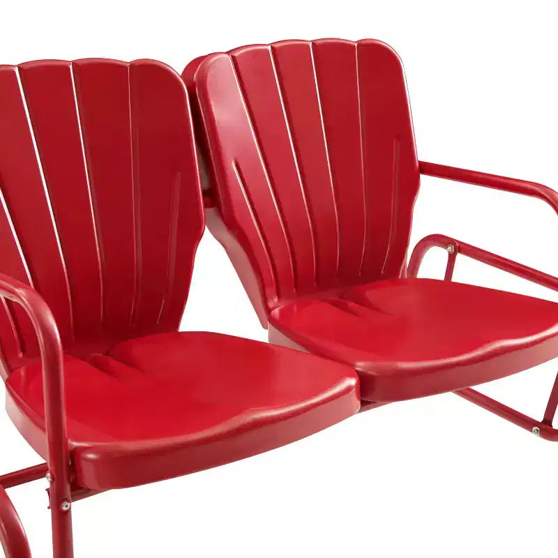Set da conversazione per esterni Ridgeland 4 pezzi in metallo - Rosso - Crosley
