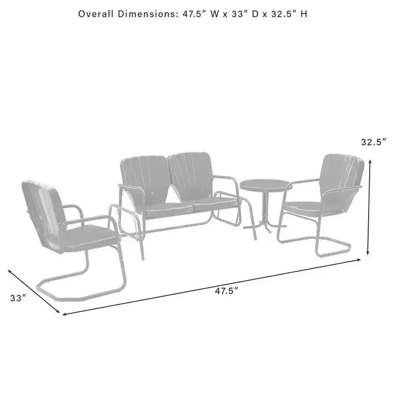 Set da conversazione per esterni Ridgeland 4 pezzi in metallo - Rosso - Crosley