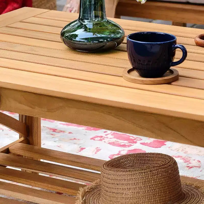 Set da conversazione per esterni Sonoma Lane Eola 5 pezzi in teak con cuscini marrone chiaro con cerniera – Resistente alle intemperie