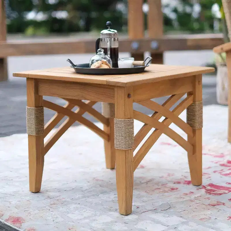 Set da conversazione per esterni Sonoma Lane Eola 5 pezzi in teak con cuscini marrone chiaro con cerniera – Resistente alle intemperie