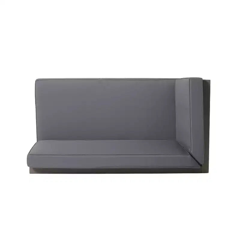 Divanetto con bracciolo sinistro da esterno a 2 posti Brava in legno di acacia e tavolino da caffè con cuscino Grigio/Grigio scuro - Christopher Knight Home