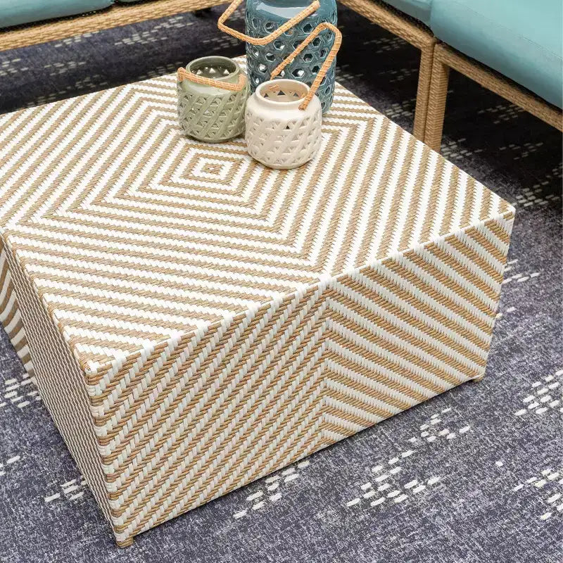 Divano Sezionale Leisure Made Riviera 5 pz in Vimini con Tessuto Blu Spa