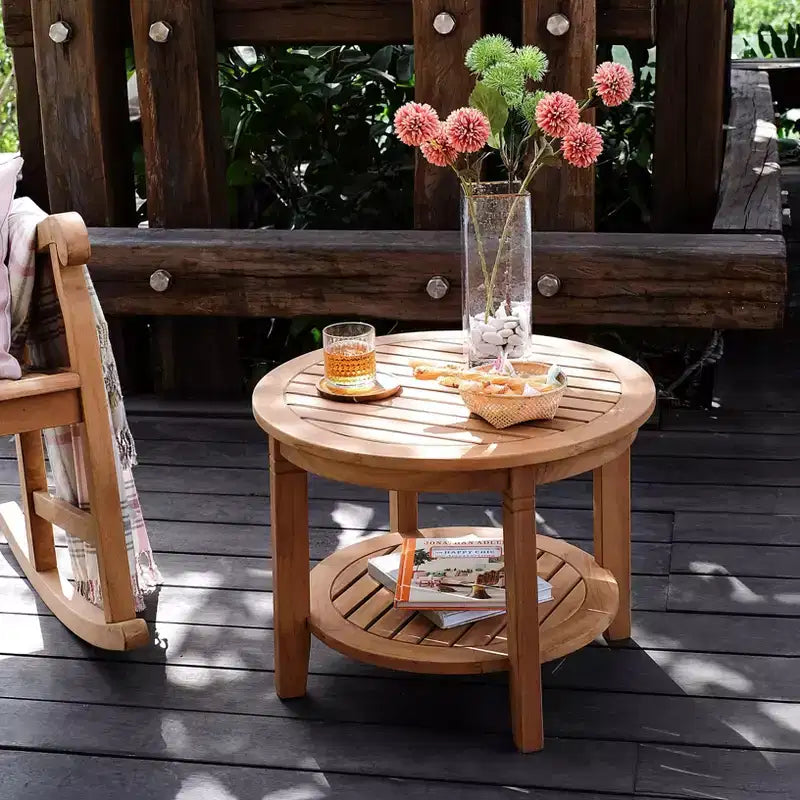 Set da conversazione per esterni in 3 pezzi Sonoma Lane Sheldon in teak con cuscini lombari – Resistente alle intemperie, realizzato in polyrope, telaio in teak massiccio