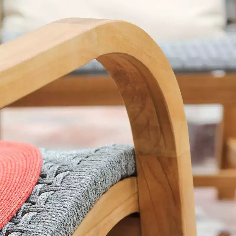 Set da conversazione per esterni in 3 pezzi Sonoma Lane Sheldon in teak con cuscini lombari – Resistente alle intemperie, realizzato in polyrope, telaio in teak massiccio