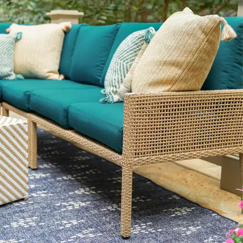 Set sezionale in vimini a 5 pezzi Riviera Leisure Made in tessuto Peacock