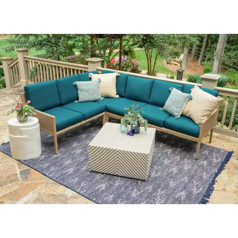 Set sezionale in vimini a 5 pezzi Riviera Leisure Made in tessuto Peacock