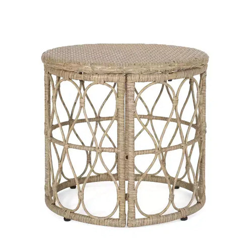 Set Salotto da Giardino 3 Pezzi Bruce in Vimini con Cuscini Marrone Chiaro/Beige - Christopher Knight Home: Rattan PE, Resistente ai Raggi UV e Agli Agenti Atmosferici