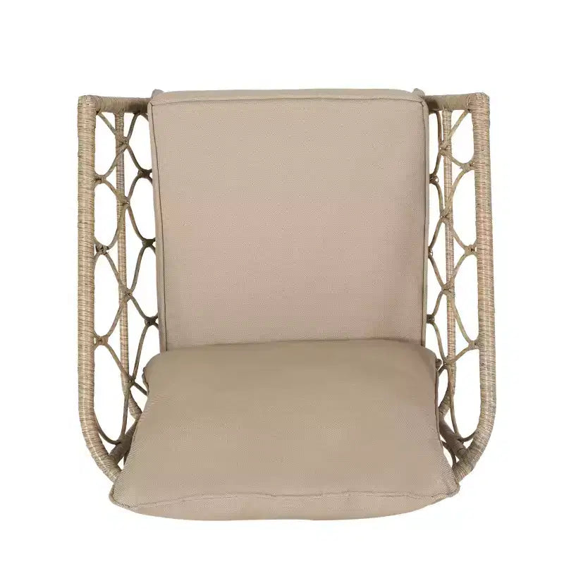 Set Salotto da Giardino 3 Pezzi Bruce in Vimini con Cuscini Marrone Chiaro/Beige - Christopher Knight Home: Rattan PE, Resistente ai Raggi UV e Agli Agenti Atmosferici